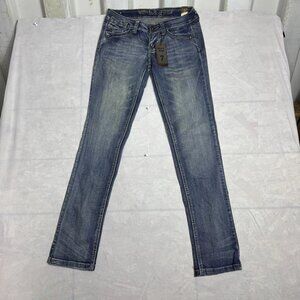 H&G Skinny Jeans Womens‎ Blue Denim Stretch Whisker 5-Pocket Zip Fly Size 7 NWT